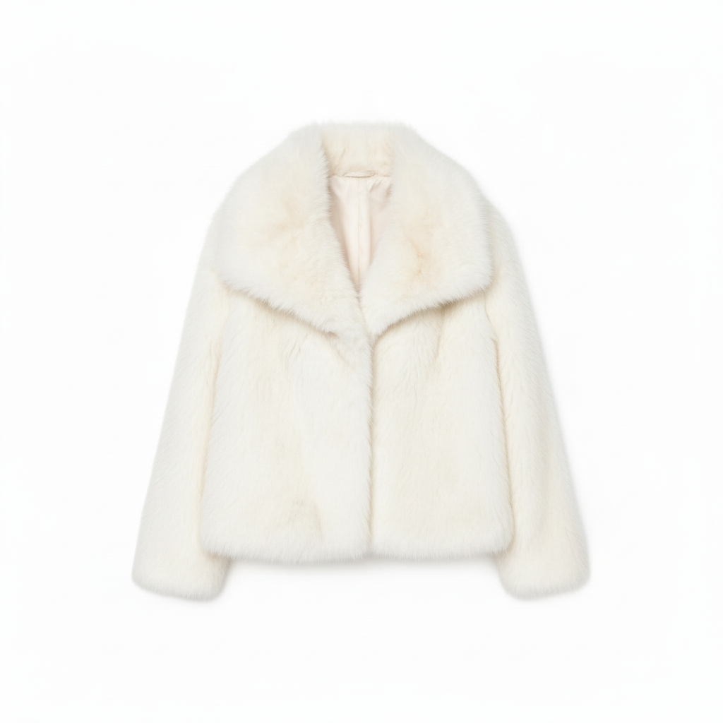 Veste fausse fourrure blanche - fond blanc
