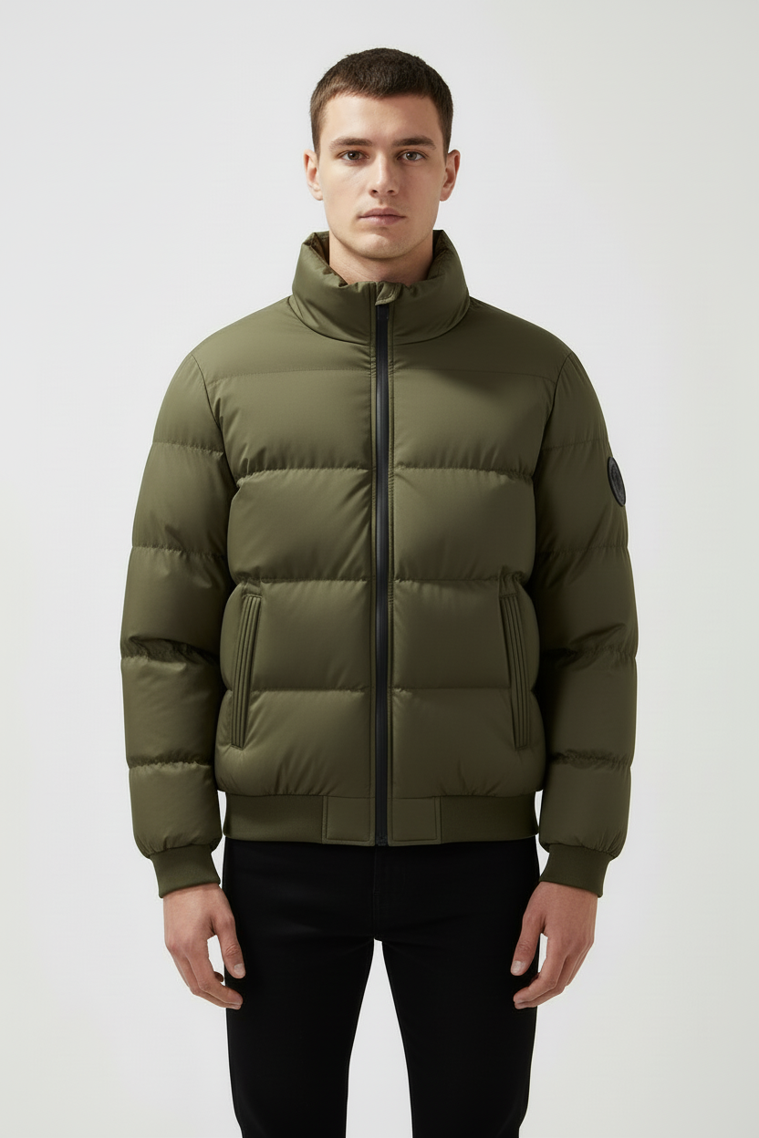 Veste matelassée vert armée portée